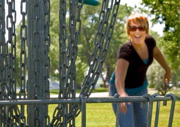 Happy disc golfer