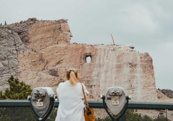 Woman viewing Crazy Horse Memorial