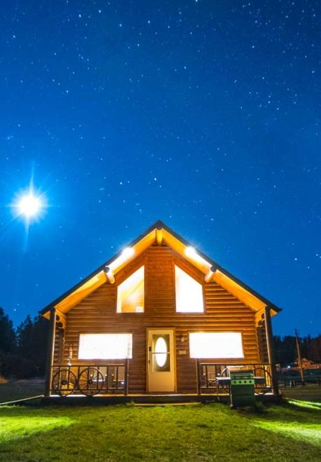 Hill City Cabin at Night