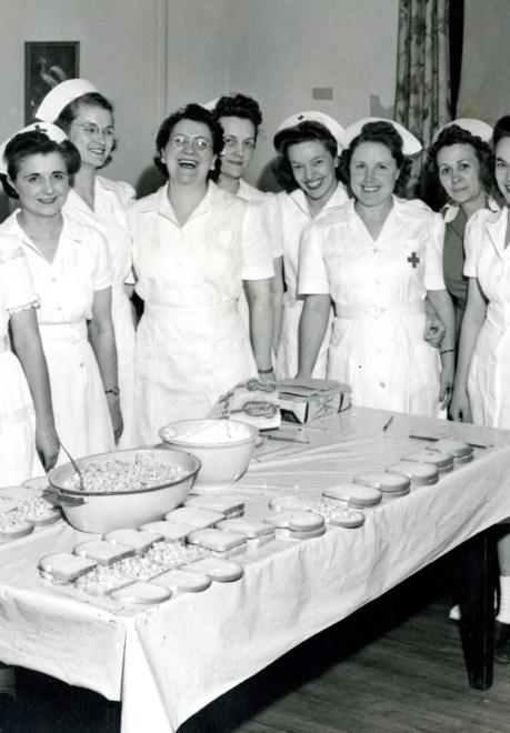 Ladies serving troops pheasant sandwiches