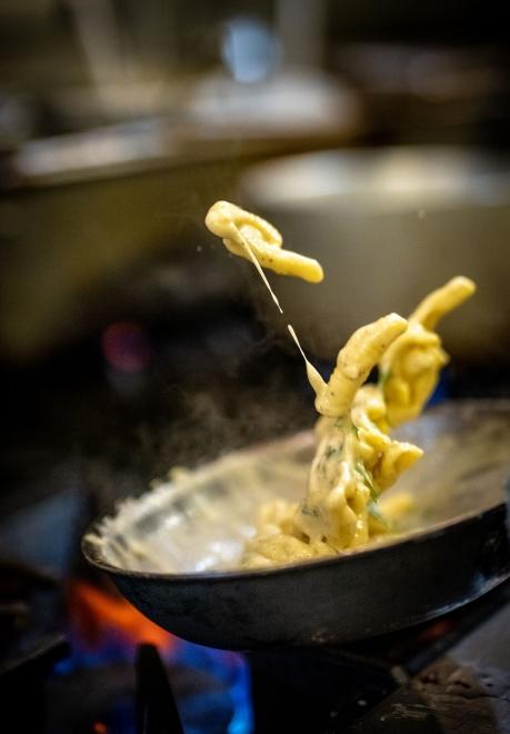 Pasta being prepared at Skogen Kitchen