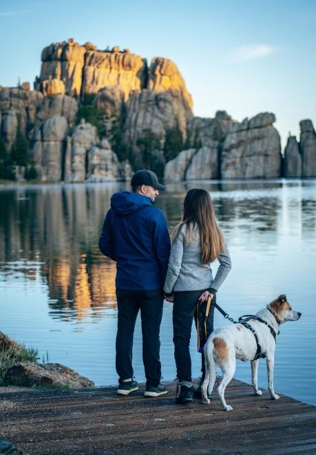 Couple and dog at Custer State Park