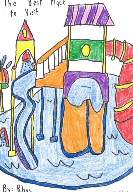 A Watiki Water Park drawing by 2nd grader Rhys