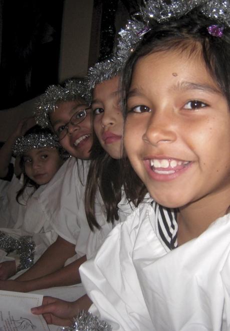 Students dressed as angels